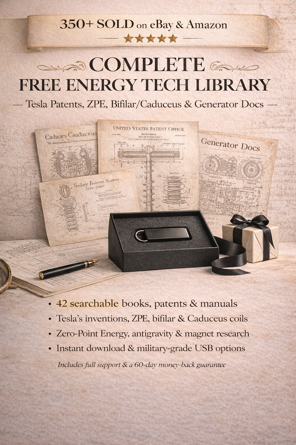 Complete Free Energy Tech Library — Tesla Patents, ZPE, Bifilar/Caduceus & Generator Docs